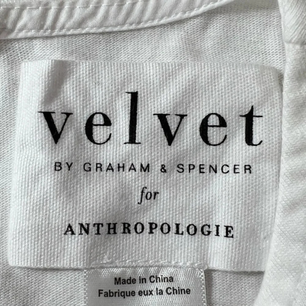 Velvet by Graham & Spencer for Anthropologie Miki Puff Sleeve White Top XS - Picture 8 of 10